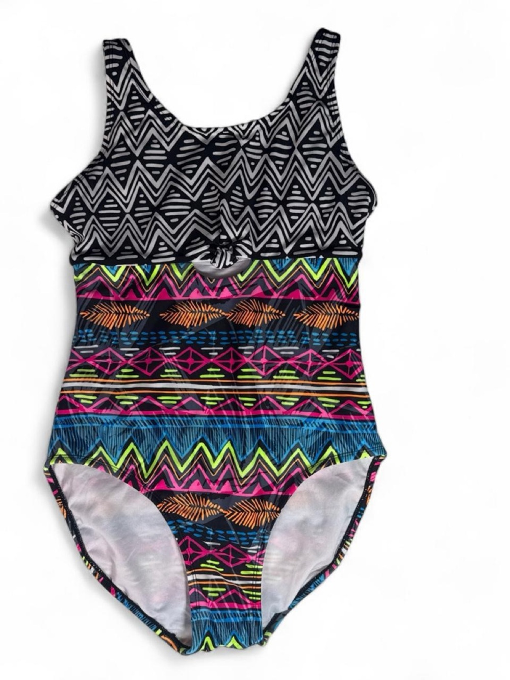 art class Black Multi Aztec-Pattern One-Piece Swimsuit